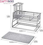 SWTYMIKI Kitchen Sink Caddy Organizer, 2 Tier Sponge Holder for Kitchen Sink with Instant Drying Stone, Removable Brush Holder for Fast Drying on Countertop, Silver