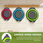 Silicone Colander Collapsible Strainers Set for Kitchen- 3 Pack (3Qt, 4Qt,5Qt) -Over Home Draining Basket, Food Vegetables & Fruits-Dishwasher Safe, BPA Free Space Saving Design (Green,Blue,Red)