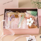 NETANY 1 Pack Glass Cups with Bamboo Lids and Straws 16 oz, Gifts for Women, Drinking glasses set, Iced Coffee, Tea Cup, Cute Aesthetics Tumbler Cup, Mothers Day, Birthday Gifts for Her Mom