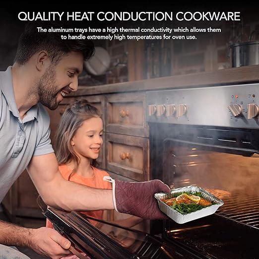 Stock Your Home 2 lb Small Aluminum Pans with Lids (50 Pack), Foil Pans with Clear Plastic Lids, Disposable Cookware & Takeout Trays for Restaurants & Catering