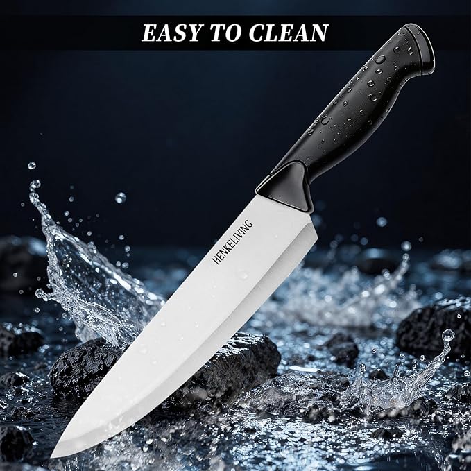 Knife Set, 14-Piece Kitchen Knives Set with Block, German High Carbon Stainless Steel, Ergonomic Non-Slip Handles, BlackSilver