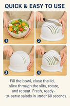 Salad Cutter Bowl and Chopper In One Fruit Vegetable Chopper, Chop Fresh Vegetables and Fruits in Seconds BPA Free Make Healthy Foods in a Minute