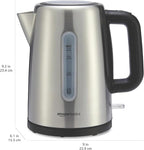 Amazon Basics Electric Stainless Steel Kettle for Tea and Coffee, BPA-Free, Fast Boiling, Auto Shut-Off, Boil-Dry Protection, 1.7 Liter, 1500W, Black and Silver