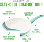 GreenLife 16.5” x 12” Healthy Ceramic Nonstick Roasting Pan with Stainless Steel Roaster Rack, PFAS-Free, PFOA-Free, Dishwasher Safe, Oven Safe, Easy Pouring Rims, Turquoise