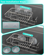 HapiRm Sink Caddy Sponge Holder - No Drill Sponge Caddy for Kitchen, Rustproof and Waterproof Kitchen Sink Organizer - Silver（2-Pack）