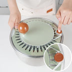 Stainless Steel Salad Spinner, 5.3 Qt Lettuce Spinner with Non-Slip Base, Drain and Stop Button, Fruit and Vegetable Washer and Dryer Spinner