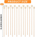 50 Pack Wooden Rock Candy Sticks with Ball Tips- 6 Inch Natural Wood Cake Pop & Drink Stirrer Sticks, Wood Swizzles Sticks for Chocolate Dipping & Coffee(15cm, Round Ball Head, Bulk)