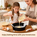 9 Inch Cake Pan Set of 2 - Nonstick Carbon Steel Round Cake Baking Pans with Parchment Paper, Dishwasher Safe, Durable for Large Layer Cakes, Birthday & Christmas Baking