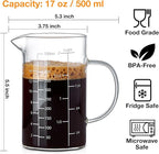 500ML 2 CUP Glass Liquid Measuring Cup With Handle, High Borosilicate Glass Three Scales (OZ, Cup, ML/CC) for Kitchen or Restaurant, V-Shaped Spout Glass Measuring Beaker, Easy To Read