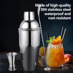 25-Piece Cocktail Shaker Set, Stainless Steel Bartender Kit with Acrylic Stand & Cocktail Recipes Booklet, Professional Bar Tools for Drink Mixing, Home, Bar, Party (Include 4 Whiskey Stones)