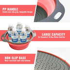 Collapsible Colander Set of 2, Folding Kitchen Strainers with Handles, Space-Saving Over-the-Sink Drainers for Pasta, Veggies & Fruit, BPA-Free, Dishwasher Safe, RV & Camping (Red)