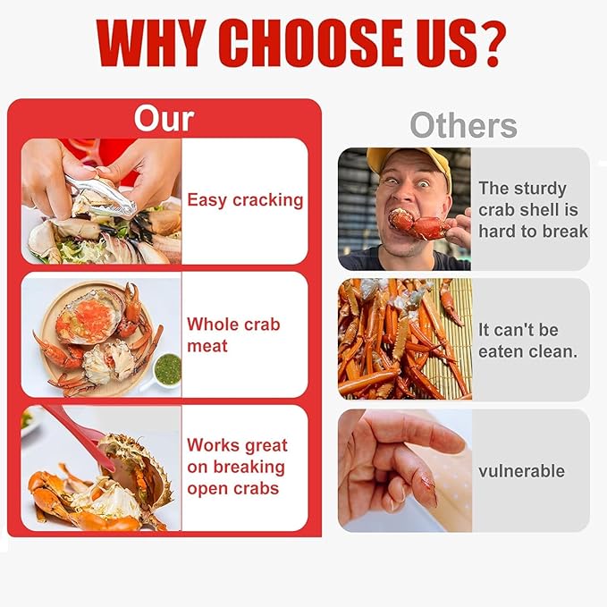 2026 Upgraded 20PCS Seafood Tool Set, Includes 6 Crab Leg Crackers, 6 Stainless Steel Crab Forks, 6 Lobster Shellers, 2 Seafood Scissors & Storage Bag, Nut Crackers for Crab Legs