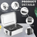 Umigy 12 Pcs Stainless Steel Food Containers 550/850/1400/2400 ml Metal Bento Lunch Box Stainless Steel Food Storage Containers, Lockable Clips to Leak Proof, Reusable Dishwasher Snack Boxes for Work