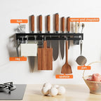 Wall Mount Utensil Rack, 15.7inch Pot Hangers for Kitchen, Kitchen Utensil Hanger for Spoons, Knives, Forks, Chopsticks, Knife Rack