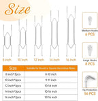 Bilillo 14 Pcs Plate Hangers for the Wall - 8/10/12/14/16 Inch Invisible Plates Hanger, Stainless Steel Plate Holders with 14 Pieces Wall Hooks for 7.5 to 19.5 Inch Decorative Plates and Arts (Silver)
