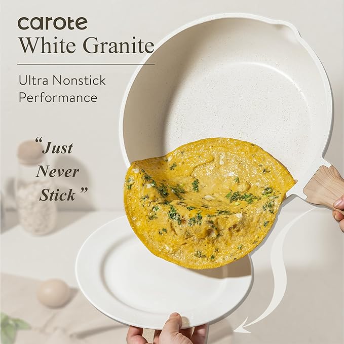 CAROTE Pots and Pans Set Nonstick, Cookware Set Induction Kitchen Cooking Set 26cs w/Frying Pans & Saucepans& Grill Pan