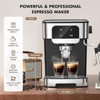 Espresso Machine 20 Bar, Professional Espresso Maker With Auto Milk Frother, Home Compact Espresso Coffee Machine With Led Touch Screen, 61OZ Removable Water Tank For Latte, Cappuccino