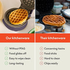 bella Snack-n-Store Mini Waffle Maker, EverGood™ Ceramic Nonstick Coating, Cord Wrap, Ready Indicator Light & Cool Touch Handles, Stackable Design & Customizable Plates, 350 Watt, Plum