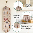 2Pcs Lake House Plastic Bag Holder for Kitchen Essentials, Reusable Hanging Grocery Bag Organizer, Washable Large Grocery Trash Bags Storage Dispenser Lake House Decor for the Home