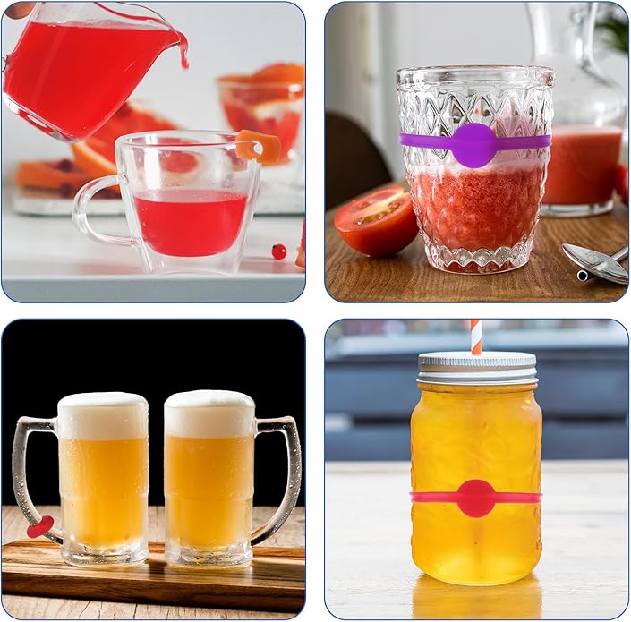24 Pack Cup Markers for Drinks, Wine Glass Markers Charms Drink Marker Party Drinking Labels for Glasses Cup, Beer Bottle, Mug, Jar, Cocktail Glass