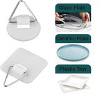 20Pcs 1.25in White Square Invisible Adhesive Small Plate Hangers,Vertical Plate Holders Wall Mount Display Holder,No Nails Decorative Plates for Artworks