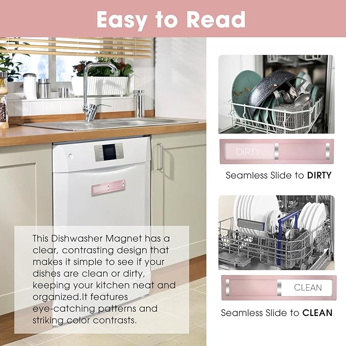 Christmas Dishwasher Magnet - Clean Dirty Sign for Kitchen Decor, 304 Stainless Steel Home Organization and Storage Decor Accessories(Rose Gold-02)