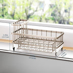 Consuemst Sponge Holder for Kitchen Sink - Auto Draining Sink Caddy Organizer with Detachable Rack, High Brush Holder, Kitchen Countertop Storage Accessories, Sand Nickel