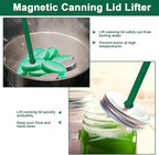 Catcan 4 PCS Canning Tools and Equipment Include 2 Pack Canning Magnetic Lid Lifter with 2 Pack Canning Bubble Popper Heat Resistant Home Easy Canning Kits (Green)