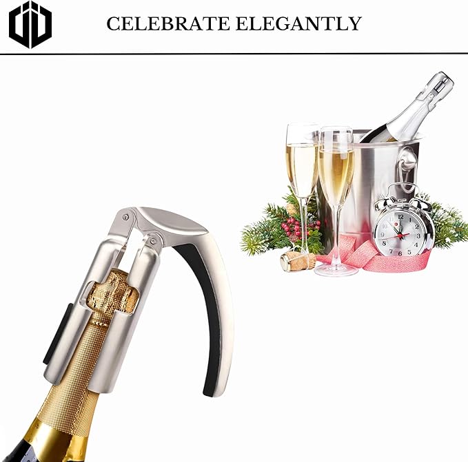 Imbibe & Indulge - Champagne Opener Tool - Zinc Alloy Champagne Opener with Non-Slip Handle and Easy Lever-Action - Champagne Accessories, Champagne Bottle Opener, Sparkling Wine Accessories Metal