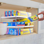 Cirhy Pantry Organizers and Storage,3 Tiers Expandable Foil and Plastic Wrap Organizer, Adjustable Kitchen Cabinet Shelf Organizer, Shelves Storage Rack for Cabinet Countertop (9.8" To 15.6" L) 2PCS