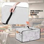 Marble Print Toaster Oven Protective Cover for Kitchen Counter, Heat-resistant Dust-proof Microwave Oven Air Fryer Cover with Storage Pockets (Large-18.5 * 22.5 * 12.99 inches)