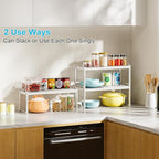 X-cosrack 2 Pack Expandable Kitchen Cabinet Shelf Organizer, Stackable Adjustable Storage Shelves for Pantry Cupboard Kitchen Counter, 20LBS Loading Capacity, Size: W*D*H=20.5 * 8.26" * 8.72"