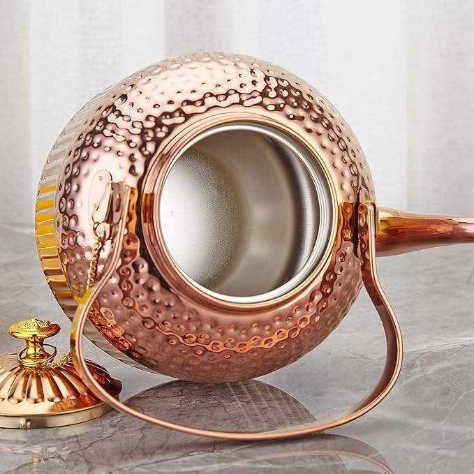 SANQIAHOME Antique 1.4L (45 Oz) Stainless Steel Teapot with Infuser Copper