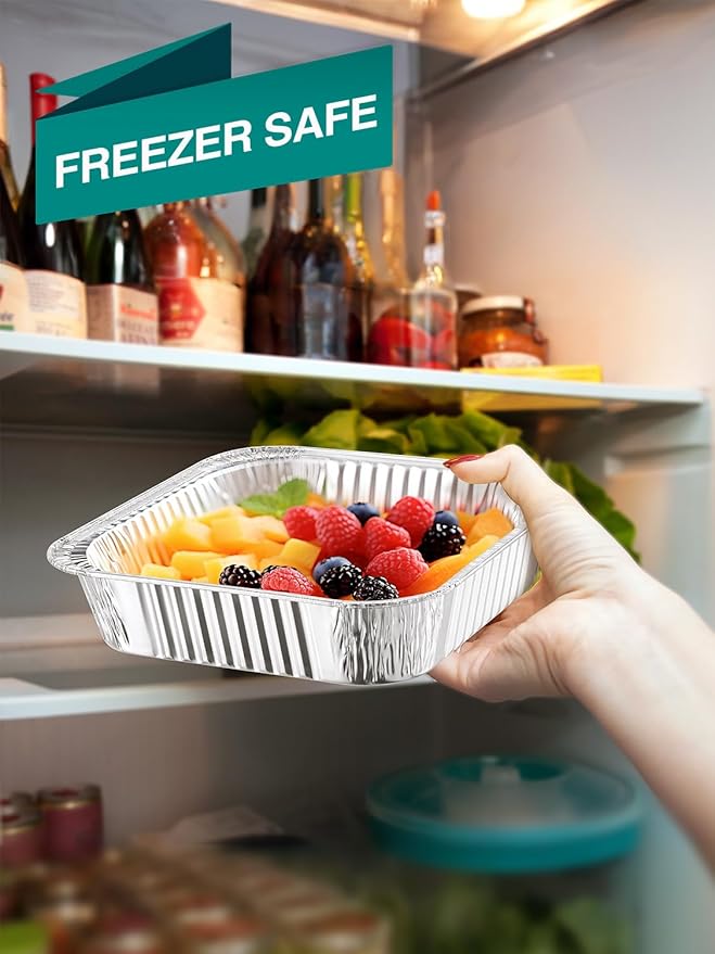 NEEBAKE 40 Pack Disposable Aluminum Pans Combo Set - 20 Large 9x13 Aluminum Foil Pans Half Size & 20 Small 8x8 Tin Foil Baking Pans, Tin Trays Containers for Meal Prep, Food Cooking, Roasting, Heating
