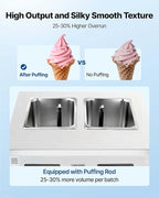 VEVOR Commercial Ice Cream Machine, 34-44L/H Yield, Dual-Compressor Freestanding Soft Serve Ice Cream Maker with 2 * 10L Hoppers & 3 Flavors, Pre-Cooling Puffing Low-Mix Alert for Snack Dessert Shops