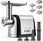 Electric Meat Grinder, 2600W Max 3-IN-1 Heavy Duty Sausage Stuffer with Sausage tube & Kubbe Kit, 3 Grinding Plates 2 Blades for Home Kitchen & Small Commercial Use, Stainless Steel