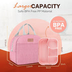 EASYFUN Bento Lunch Box Set Bento Box, 4-Compartment Lunch Containers,High Capacity Lunch Tote Bags for Work, Travel, Outdoor (Pink)