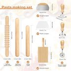 Pasta Making Tools Set, Pasta Making kit Includes 12 Pcs Pasta Making Tools Pasta Making Accessories Wooden Pasta Roller