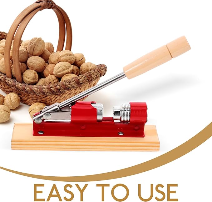 Generic Mechanical Walnut Nutcracker Clamp, Multipurpose Household Nut Opener Tool with Non-slip Handle, Red Metal Shell Cracker for Walnuts and Pecans, Kitchen Specialty Gadget for Easy