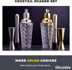 Gold Cocktail Shaker Set - Premium Glass Bartender Kit with Measuring Jigger, Mixing Spoon, and Muddler