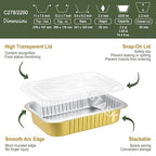 11" x 7.5" Heavy-Duty Aluminum Foil Pans with Lids, 74oz, 5 Pack – Extra-Thick Disposable Foil Containers for Oven, Baking, Freezer & Food Storage