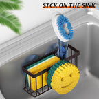 Sponge Holder Smiley Face,Sink Caddy for kitchen Sink, Kitchen Organizer Sponge Holder with 2 PCS Suction Cups/1 PCS Adhesive Strips,Designed for Sponge,Soap,Dish brush,Scrubber-Bronze