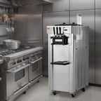 VEVOR 1850W Commercial Soft Ice Cream Machine 3 Flavors 5.5 to 8.2Gallon per Hour PreCooling at Night Auto Clean LCDPanel for Restaurants Snack Bar, Sliver
