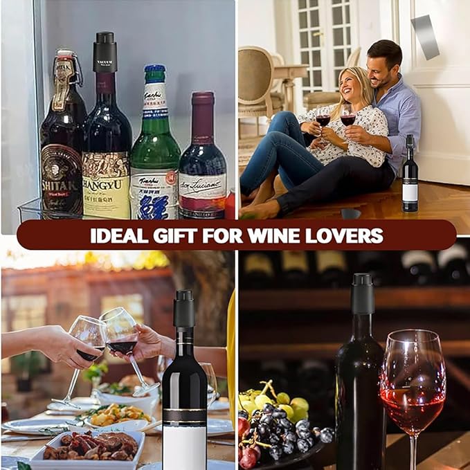 2 PACK Vacuum Wine Stopper with 2 PACK Wine Foil Cutter Tool, Wine Bottle Stoppers, Reusable Wine Preserver Keep Fresh, Perfect Wine Accessory Gift for Wine Lovers