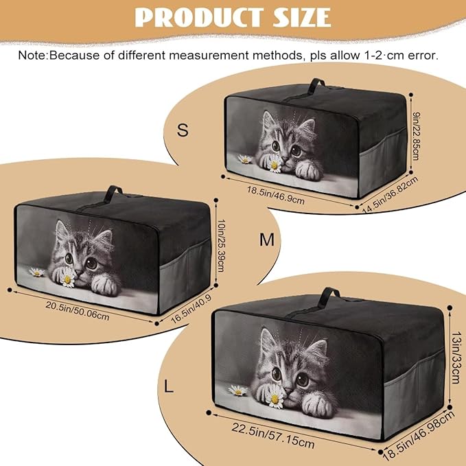 Kitten Daisy Print Toaster Oven Stain-resistant Cover for Kitchen Counter Decor, Heavy Duty Heat-resistant Microwave Oven Cover, Washable (Medium-16.1 * 19.71 * 10 inches)