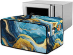 Marble Print Toaster Oven Dust Cover for Kitchen Counter, Heavy Duty Heat-resistant Microwave Oven Protective Cover Air Fryer Covers, Blue & Gold (Small-14.5 * 18.46 * 9 inches)