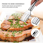 4 Piece Fish Scaler Remover Brush Set - Stainless Steel Sawtooth Scarper With Ergonomic Handle for Kitchen - Faster and Easier Scales Skin Removing Peeling Tool