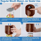 LOVE MOMENT Electric Mason Jar Vacuum Sealer Kit for Wide Mouth and Regular Mouth Mason Jar - Brown