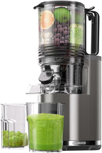 Cold Press Juicer, 6.5" Extra Wide Feed Chute Juicer Machines, 350W Slow Juicer Machines with High Juice Yield for Whole Vegetables & Fruits, BPA Free (Titanium Gray)