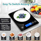 Food Kitchen Scale, Digital Food Scale 22lb/10kg Digital Kitchen Scale Precisely Measures Grams and Ounces for Meal Prep Baking and Cooking, 304 Stainless Steel Kitchen Scale LCD Display